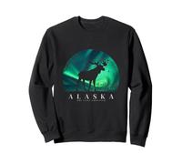 Alaska moose with aurora borealis Sweatshirt
