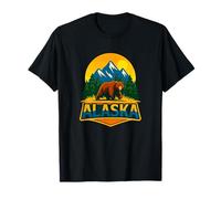 Alaska Mountain Bear Sunset Adventure Art T-Shirt