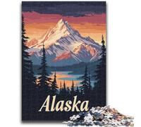 Alaska Mountain Sunset Poster 1000 Piece Jigsaw Puzzles for Teenagers Gifts, Educational Stress Relief Toy for Is Ideal As A Gift for The Whole Family 1000pcs(50x75cm)
