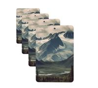 Alaska Mountains Car Air Fresheners Cards Set of 4 Pieces,Long-Lasting Car Aromatherapy Tablets Hanging Scented Cards for Wardrobe Bathroom Rearview Mirror Hanging Ornament
