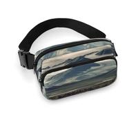 Alaska Mountains Fanny Pack Belt Bag with Adjustable Strap Fashion Waist Bag for Outdoor Sports Hiking, white, 20x13cm, Full Printed Waist Bag