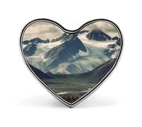 Alaska Mountains Lapel Pin Heart Brooch Premium Aluminum Alloy Badge Lightweight Wearable Badge Cute Love Brooch For Valentine'S Day Mother'S Day Wedding Daily Wear & Gift Pin