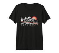 Alaska Mountains National Park Retro Sunset Anchorage Travel Premium T-Shirt