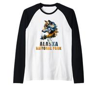 Alaska National Park Alaskan Wolf Mountain Hike Raglan Baseball Tee
