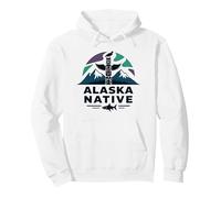 Alaska Native: Totem Spirit Moose Mountains Wildlife Heritage Alaskan Is Calling Pullover Hoodie, Adult Unisex, White, XX-Large