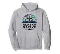 Alaska Native: Totem Spirit Mountains Wildlife Heritage Pullover Hoodie, Adult Unisex, Heather Grey, L