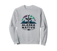 Alaska Native: Totem Spirit Mountains Wildlife Heritage Sweatshirt, Adult Unisex, Heather Grey, L