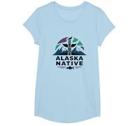 Alaska Native: Totem Spirit Mountains Wildlife Heritage T-Shirt, Girls, Baby Blue, Small