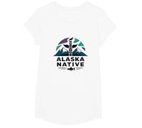 Alaska Native: Totem Spirit Mountains Wildlife Heritage T-Shirt, Girls, White, Large