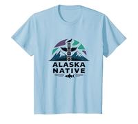Alaska Native: Totem Spirit Mountains Wildlife Heritage T-Shirt, Kids, Baby Blue, 2 Years
