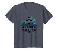Alaska Native: Totem Spirit Mountains Wildlife Heritage T-Shirt, Kids, Heather Blue, 2 Years