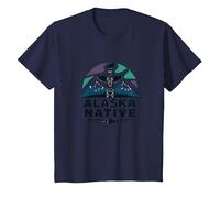 Alaska Native: Totem Spirit Mountains Wildlife Heritage T-Shirt, Kids, Navy, 4 Years
