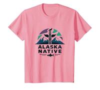 Alaska Native: Totem Spirit Mountains Wildlife Heritage T-Shirt, Kids, Pink, 10 Years
