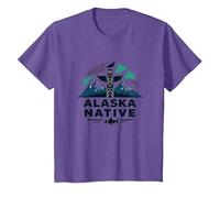 Alaska Native: Totem Spirit Mountains Wildlife Heritage T-Shirt, Kids, Purple Heather, 6 Years