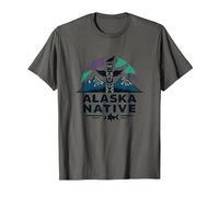 Alaska Native: Totem Spirit Mountains Wildlife Heritage T-Shirt, Men, Asphalt, XXL