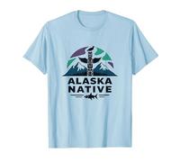 Alaska Native: Totem Spirit Mountains Wildlife Heritage T-Shirt, Men, Baby Blue, XL
