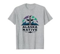 Alaska Native: Totem Spirit Mountains Wildlife Heritage T-Shirt, Men, Heather Grey, L