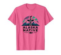 Alaska Native: Totem Spirit Mountains Wildlife Heritage T-Shirt, Men, Pink Heather, S