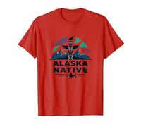 Alaska Native: Totem Spirit Mountains Wildlife Heritage T-Shirt, Men, Red, S