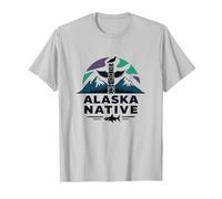 Alaska Native: Totem Spirit Mountains Wildlife Heritage T-Shirt, Men, Silver, S