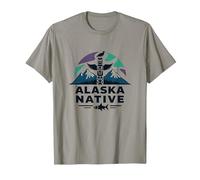 Alaska Native: Totem Spirit Mountains Wildlife Heritage T-Shirt, Men, Slate, S