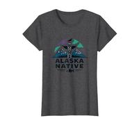 Alaska Native: Totem Spirit Mountains Wildlife Heritage T-Shirt, Women, Dark Heather Grey, XXL