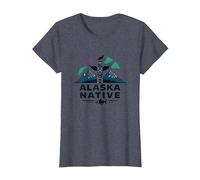Alaska Native: Totem Spirit Mountains Wildlife Heritage T-Shirt, Women, Heather Blue, XL