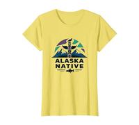 Alaska Native: Totem Spirit Mountains Wildlife Heritage T-Shirt, Women, Lemon, L