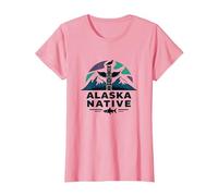 Alaska Native: Totem Spirit Mountains Wildlife Heritage T-Shirt, Women, Pink, XS