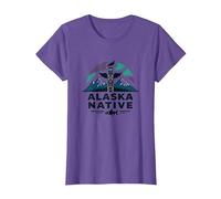 Alaska Native: Totem Spirit Mountains Wildlife Heritage T-Shirt, Women, Purple Heather, L