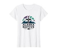Alaska Native: Totem Spirit Mountains Wildlife Heritage T-Shirt, Women, White, 3XL