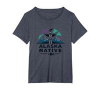 Alaska Native: Totem Spirit Mountains Wildlife Heritage T-Shirt, Women's Plus, Heather Blue, 2X