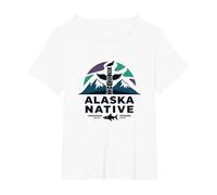 Alaska Native: Totem Spirit Mountains Wildlife Heritage T-Shirt, Women's Plus, White, 2X