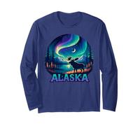 Alaska Northern Lights Aurora Viewing Alaska Vacation Moose Long Sleeve T-Shirt