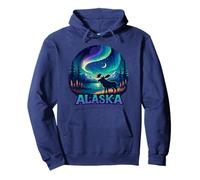 Alaska Northern Lights Aurora Viewing Alaska Vacation Moose Pullover Hoodie
