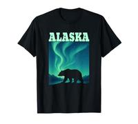 ALASKA Northern Lights Bear Nature Wildlife Mountains T-Shirt