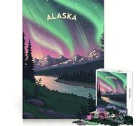 Alaska Northern Lights Hard Jigsaw Puzzle for Adults 1000 Pieces Serene Game Creative Craft Real Challenge Perfect Decor (38x52cm)