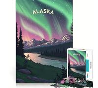 Alaska Northern Lights Hard Jigsaw Puzzle for Adults 1000 Pieces Serene Game Creative Craft Real Challenge Perfect Decor (38x52cm)