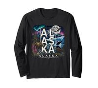 Alaska Northern Lights Wildlife Last Frontier Souvenir Long Sleeve T-Shirt