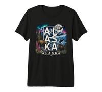 Alaska Northern Lights Wildlife Last Frontier Souvenir Premium T-Shirt