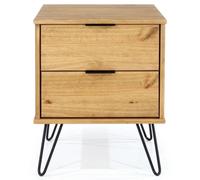 Alaska Pine 2 Drawer Bedside Cabinet with Hairpin Legs