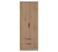 Alaska Ready Assembled 2 Door 2 Drawer Wardrobe in Slat Effect & Nebraska Oak - Welcome Furniture | TJ Hughes
