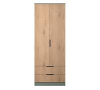 Alaska Ready Assembled 2 Door 2 Drawer Wardrobe in Slat Effect & Reed Green - Welcome Furniture | TJ Hughes
