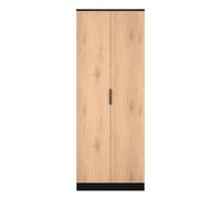 Welcome Furniture Ltd Java Tall Double Wardrobe in Slat Effect & Black - Ready Assembled, Black