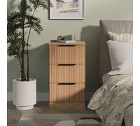 Alaska Ready Assembled 3 Drawer Bedside Cabinet in Slat Effect & Nebraska Oak - Welcome Furniture | TJ Hughes
