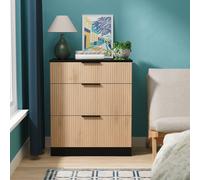 Alaska Ready Assembled 3 Drawer Deep Chest in Slat Effect & Black - Welcome Furniture | TJ Hughes