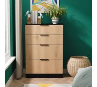 Alaska Ready Assembled 4 Drawer Deep Chest in Slat Effect & Black - Welcome Furniture | TJ Hughes
