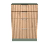 Alaska Ready Assembled 4 Drawer Deep Chest in Slat Effect & Reed Green - Welcome Furniture | TJ Hughes