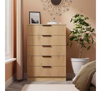 Alaska Ready Assembled 5 Drawer Chest in Slat Effect & Nebraska Oak - Welcome Furniture | TJ Hughes