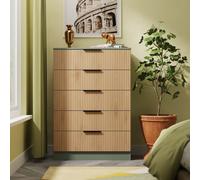 Alaska Ready Assembled 5 Drawer Chest in Slat Effect & Reed Green - Welcome Furniture | TJ Hughes